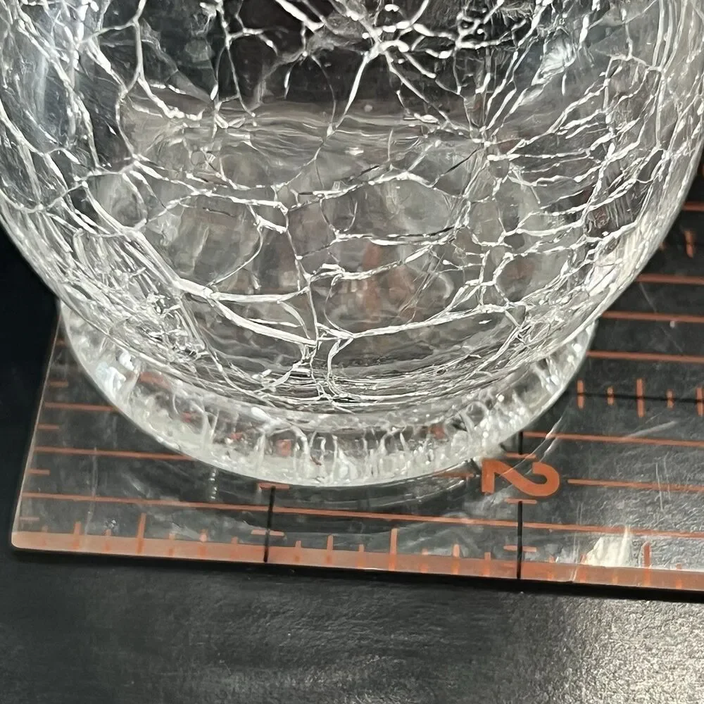 Set of 2Vintage Clear Crackle Glass Candle Holder/Votive- Wedding-Party-Romance